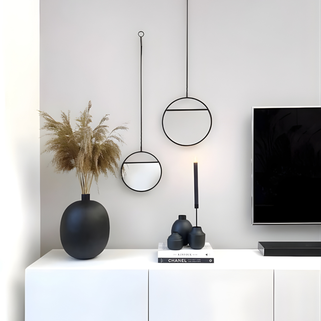 Black Accents Interior Design, Living Room, Monochrome Design, Luxury and Modern Living Room Interior