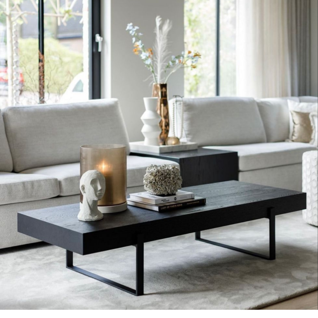 Black Accents Interior Design, Living Room, Monochrome Design, Luxury and Modern Living Room Interior