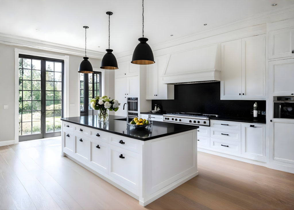 Black Accents Interior Design, Living Room, Monochrome Design, Luxury and Modern Living Room Interior